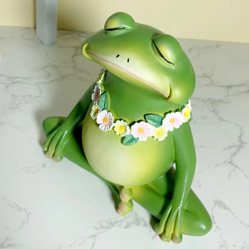 European style Magic Yoga Frog home ornament in RDW123 colour on a shelf