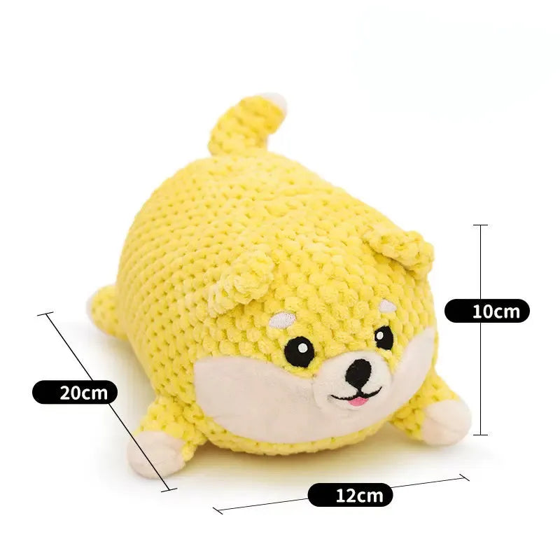 Plush dog calming toy with squeaky function for chewing and dental care