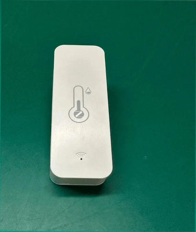 White WiFi Zigbee temperature humidity sensor with compact rectangular ABS plastic housing
