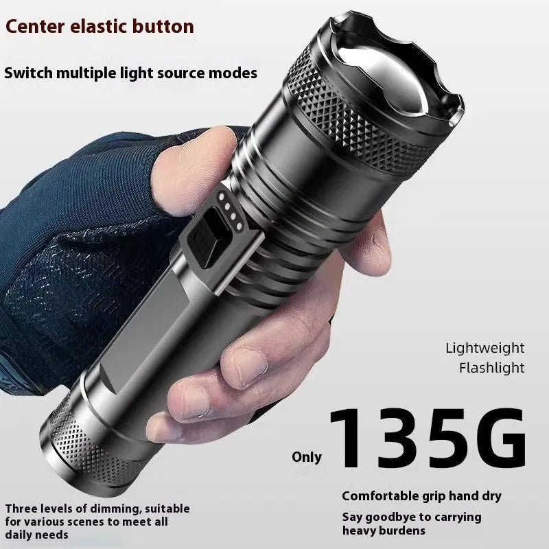 Power Torch portable rechargeable super bright LED searchlight 2200 lumens telescopic zoom IP55