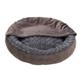 Round thickened flannel cat cushion mat in dark gray on floor, with 50cm 60cm 70cm size options