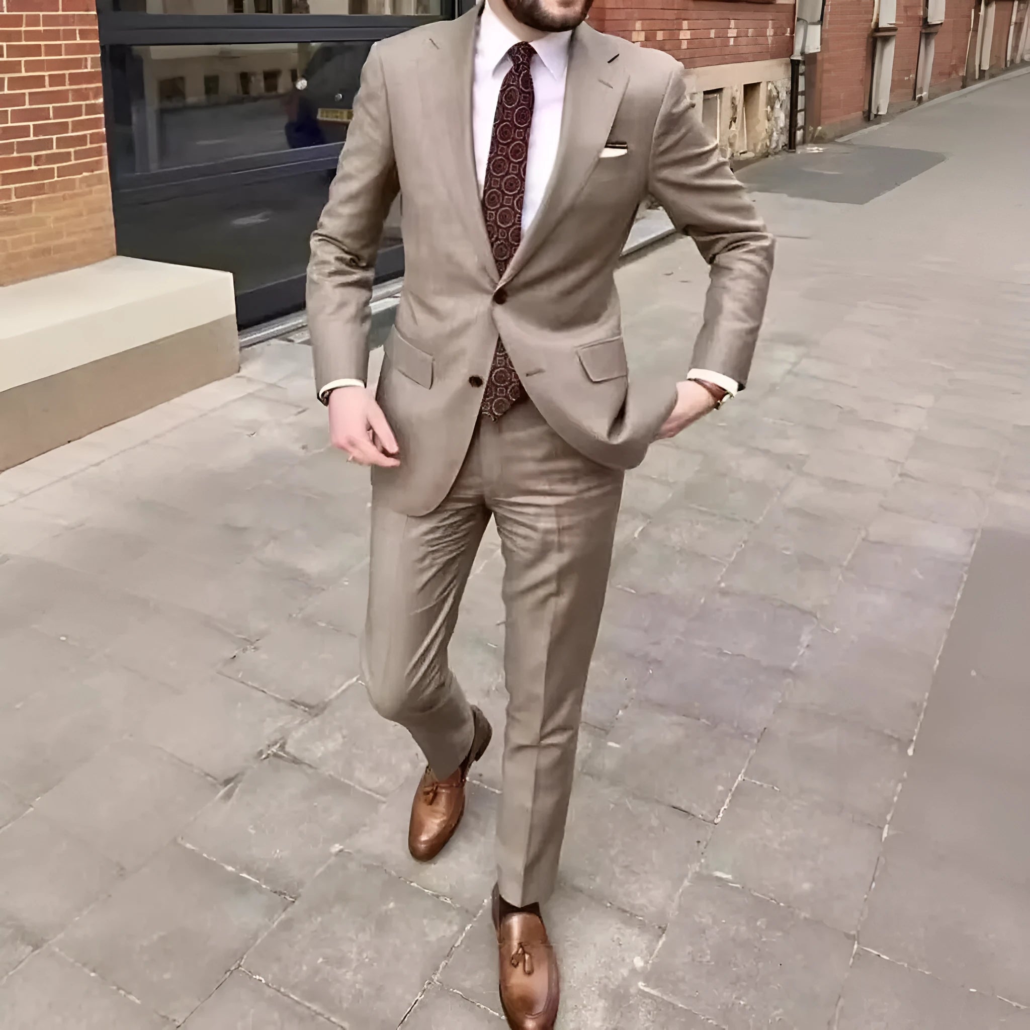 Men's slim fit two-button business suit in acetate fabric available in multiple colours and extended sizes