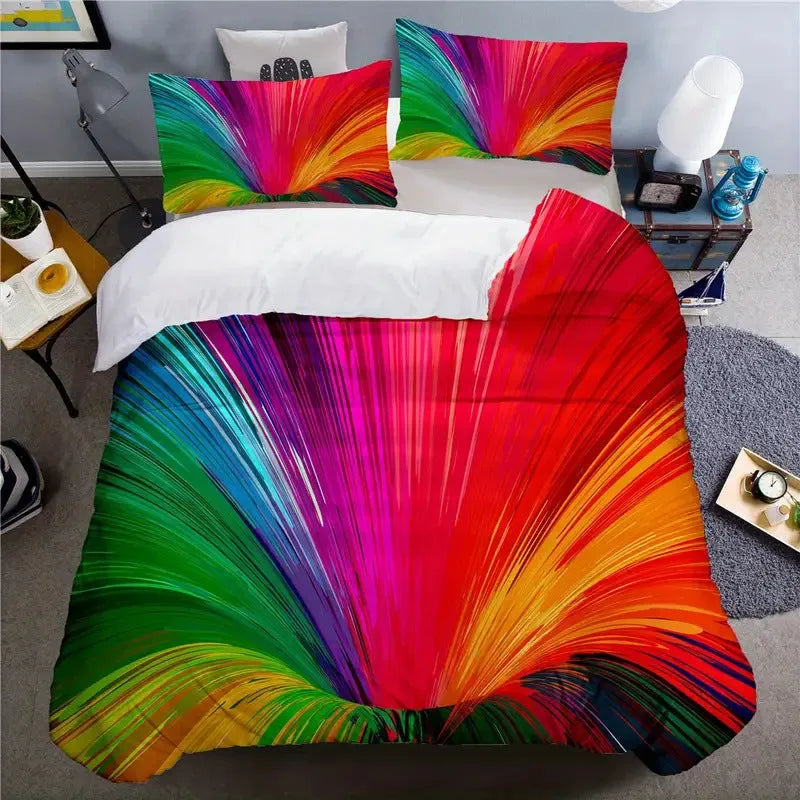 Digital printing down quilt cover suit modern simplicity 3-piece set chemical fibre single colour pattern