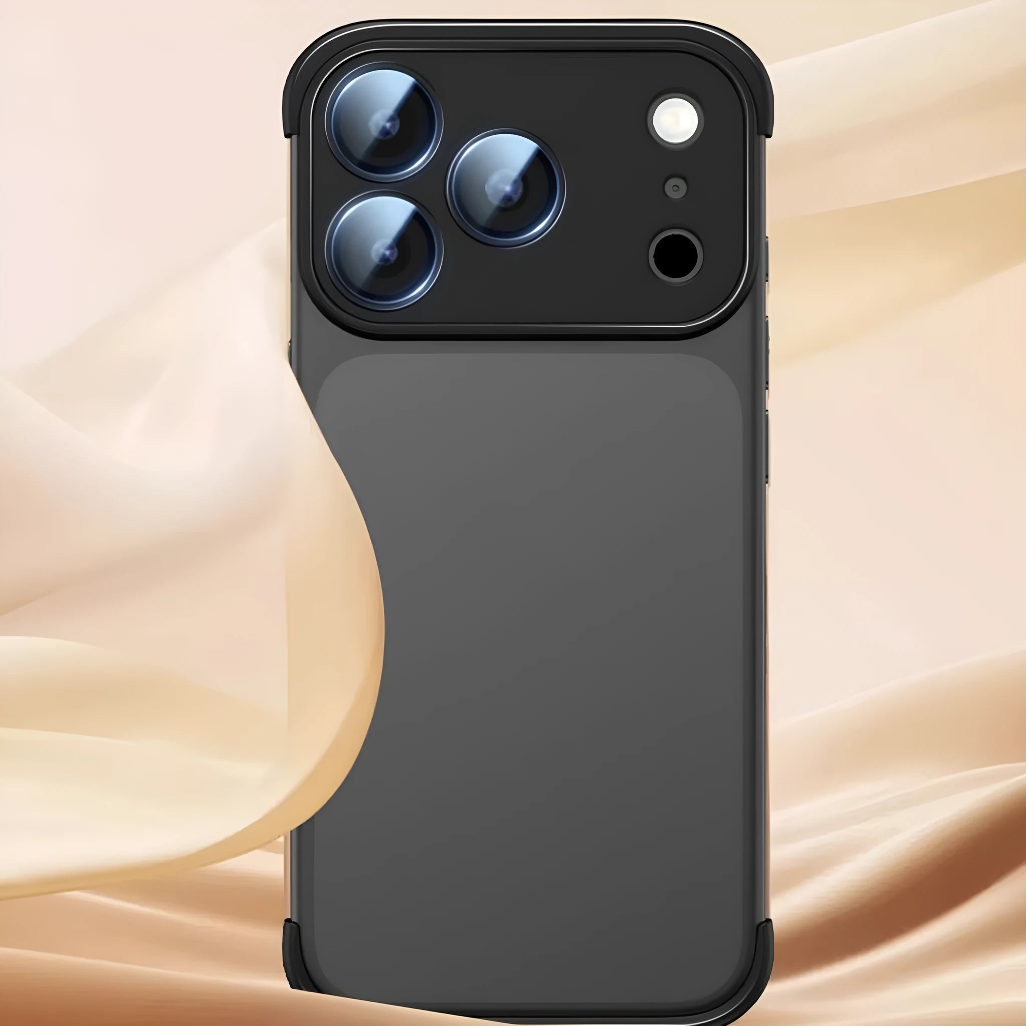 Simple protective shell case for iPhone 17 phone in black, orange, grey, and desert colour options.