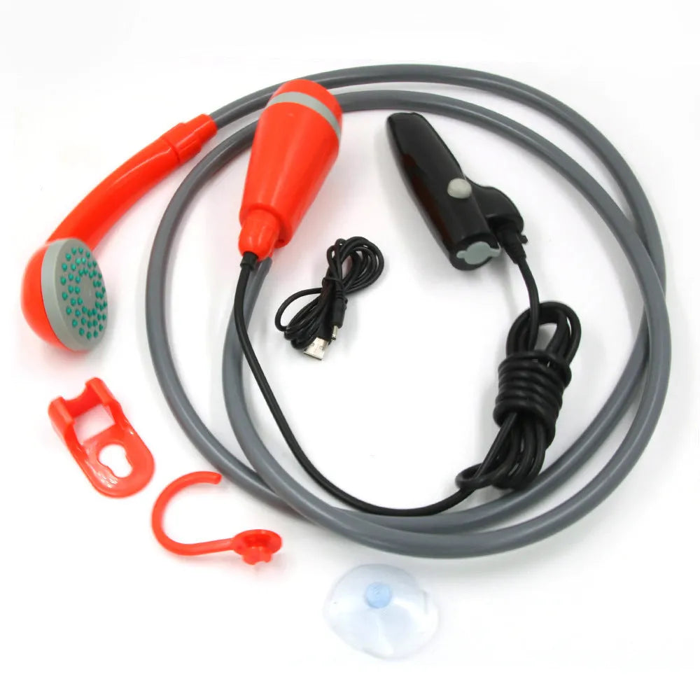Portable USB wireless vehicle shower with blue lithium battery and water hose