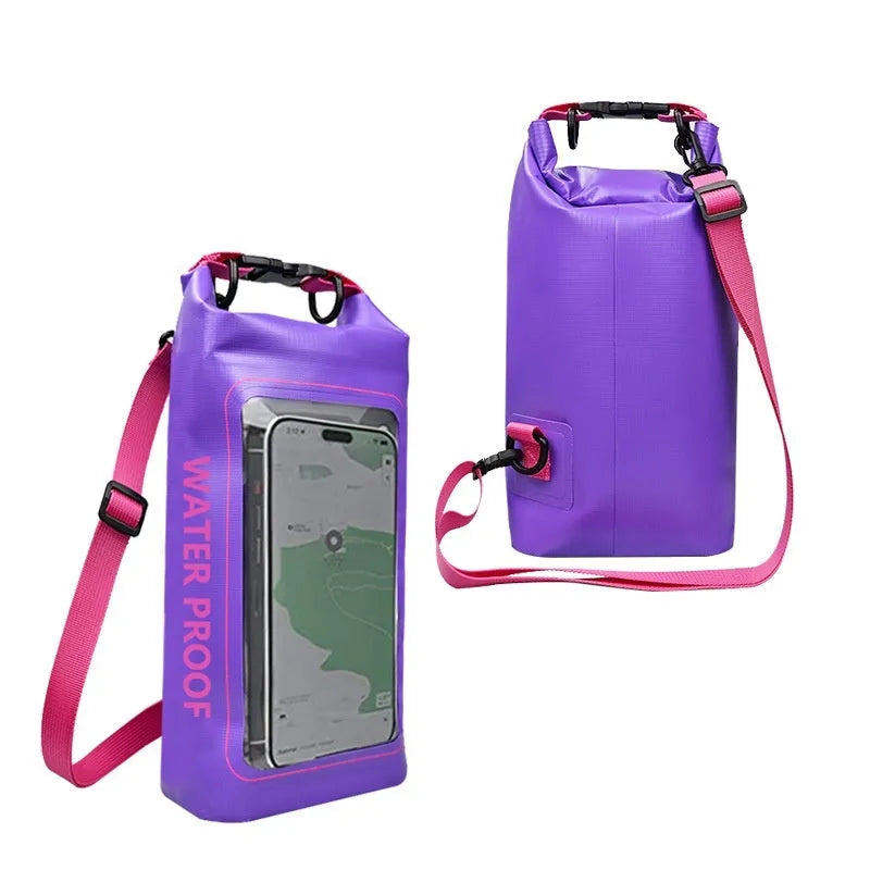 2L PVC waterproof dry bag for mobile phone protection during swimming and beach activities