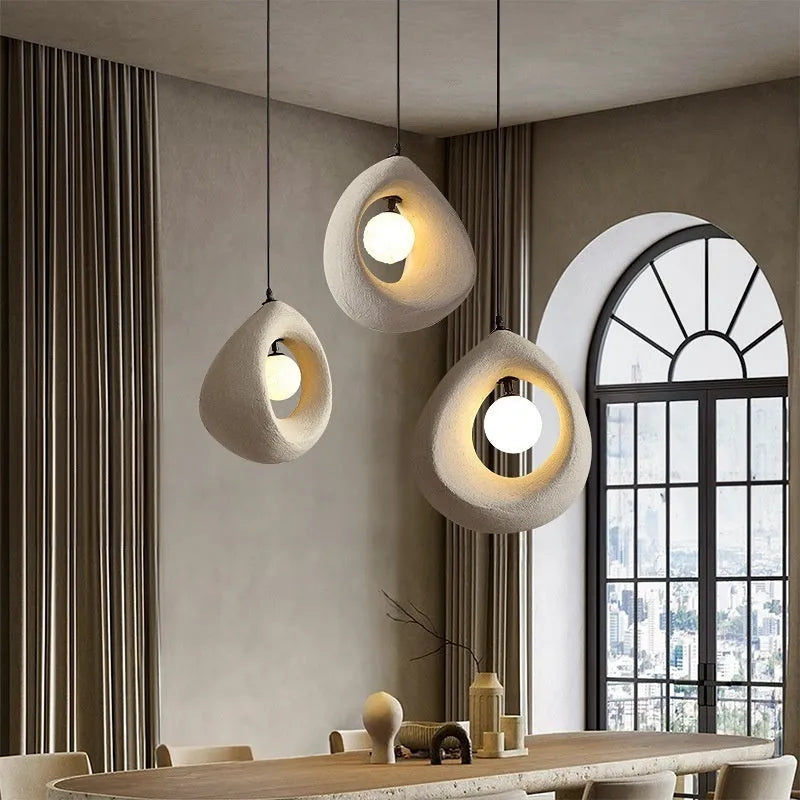 Modern retro bar chandelier pendant light with milky white 32x35cm lampshade