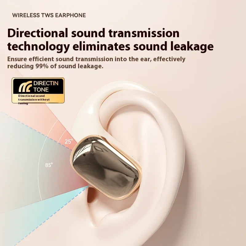 Ear-mounted headphones with digital display screen showing battery percentage, available in black colour