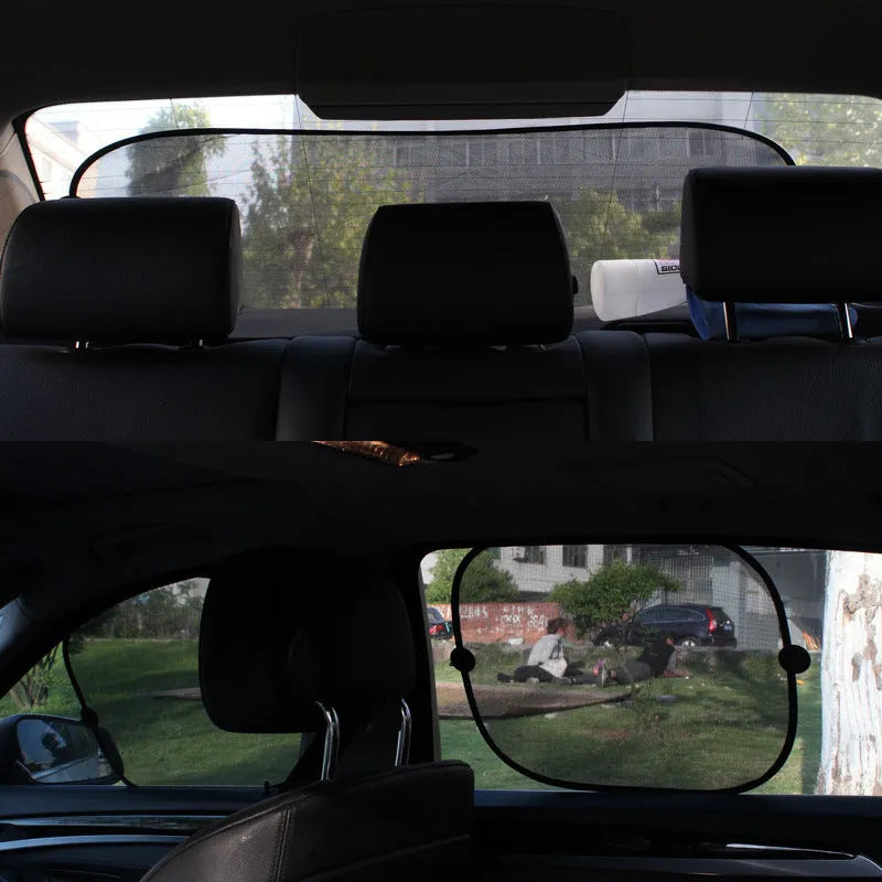 5-piece nylon mesh car sunshade set with suction cups for front and rear windows