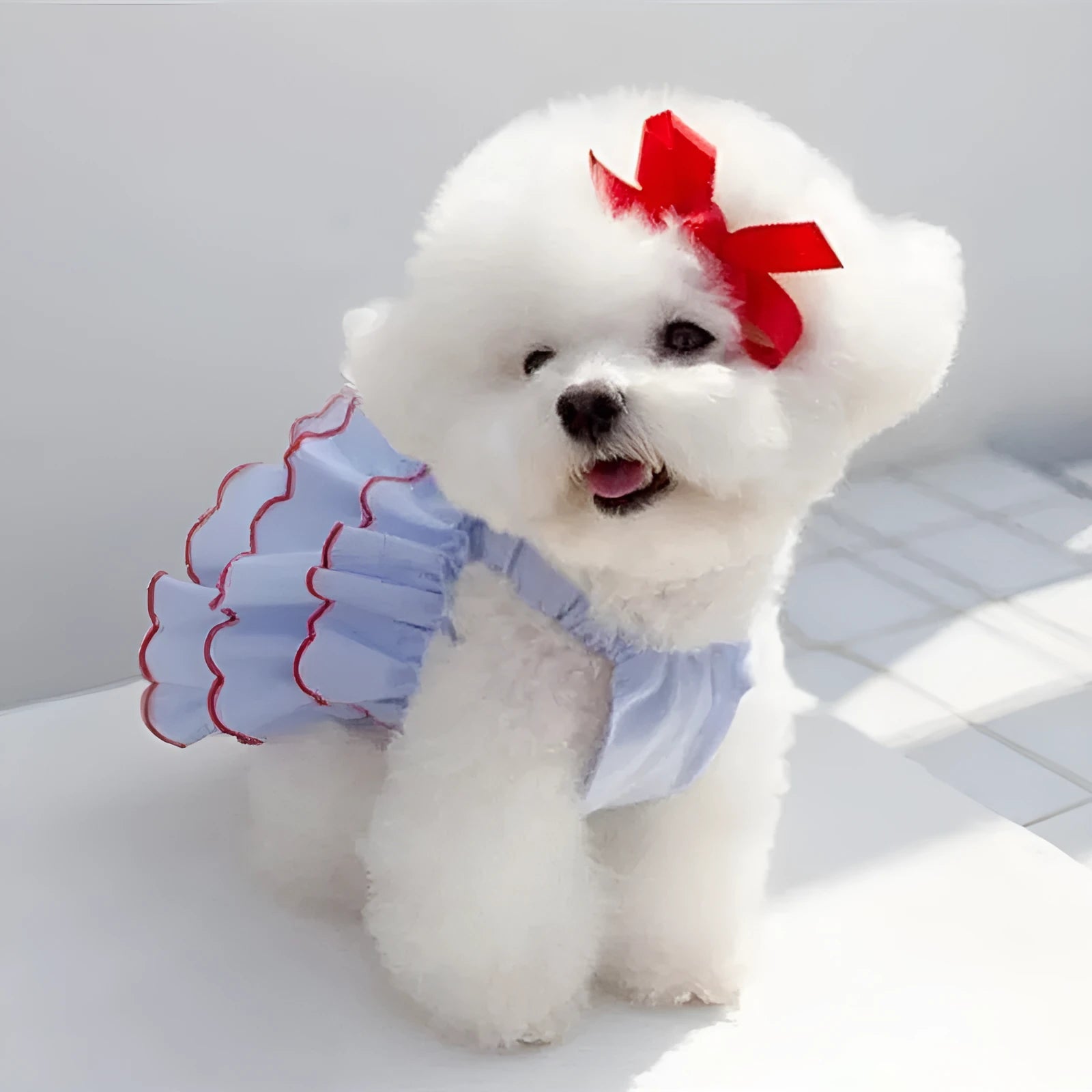 Summer thin polyester pet princess dress with cartoon print in suspender skirt style