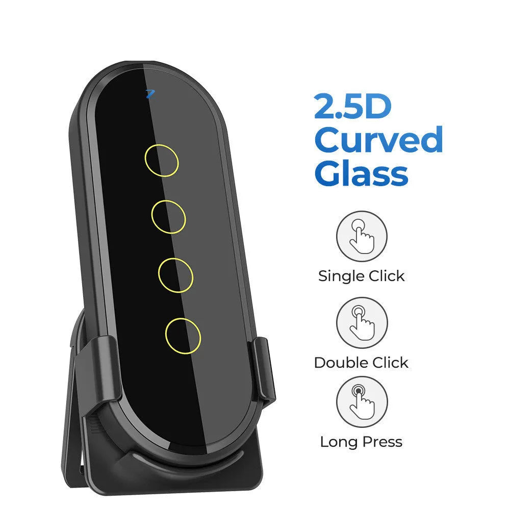 Graffiti smart wireless scene touch remote control in white with curved tempered glass panel on desk