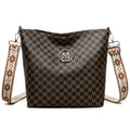 Black retro dumpling-shaped PU leather shoulder bag with an external sandwich pocket.