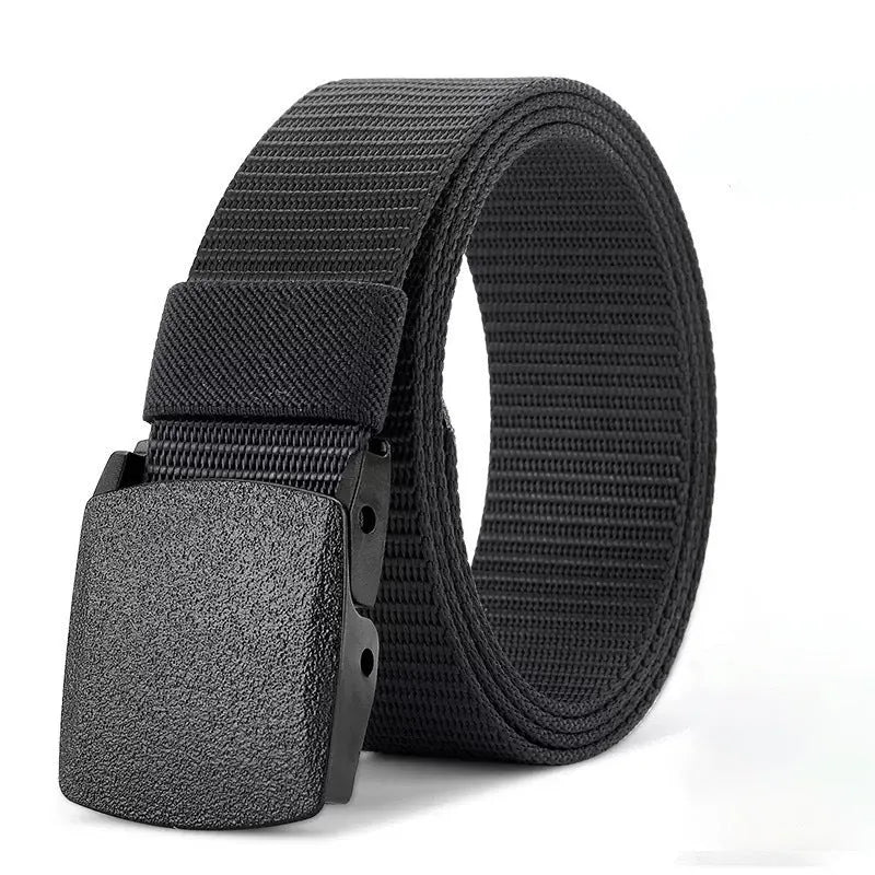 Men's nylon belt with plastic buckle in military green, 120cm length, regular width