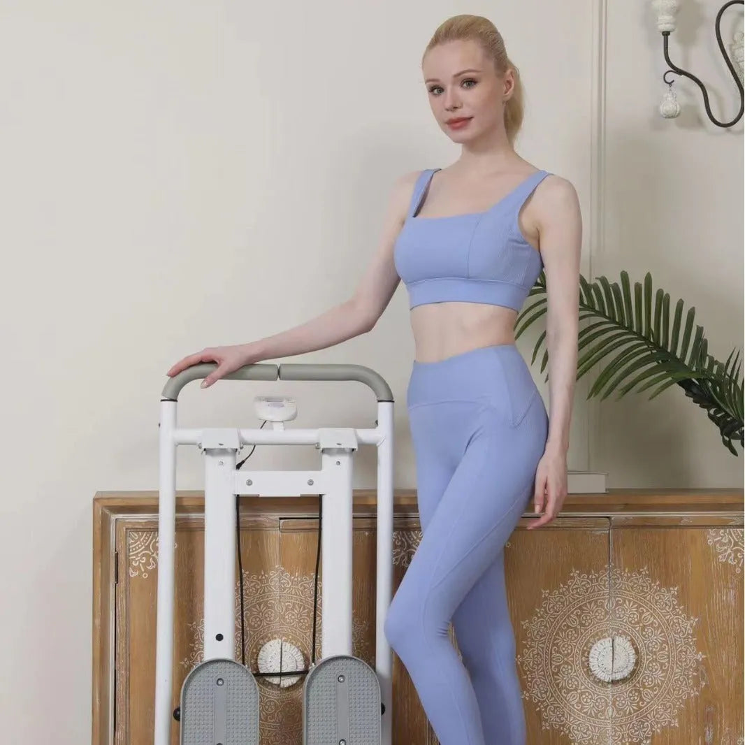 Starlight White foldable indoor treadmill and climbing frame fitness machine