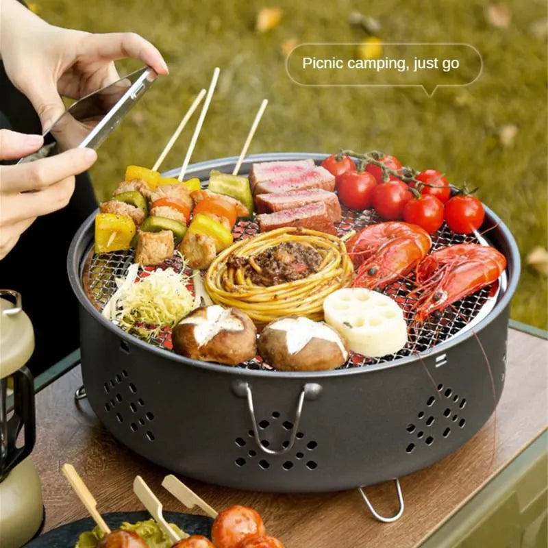 Portable stainless steel barbecue grill with detachable design for outdoor camping and picnics