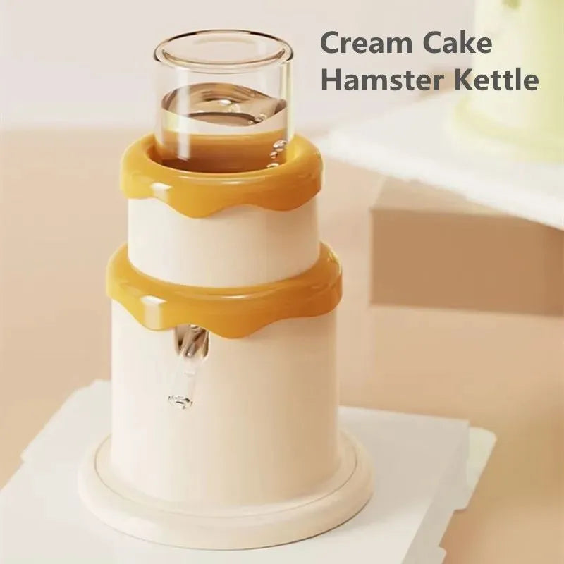 Small pet vacuum drinker kettle with borosilicate glass reservoir and plastic mounting hardware
