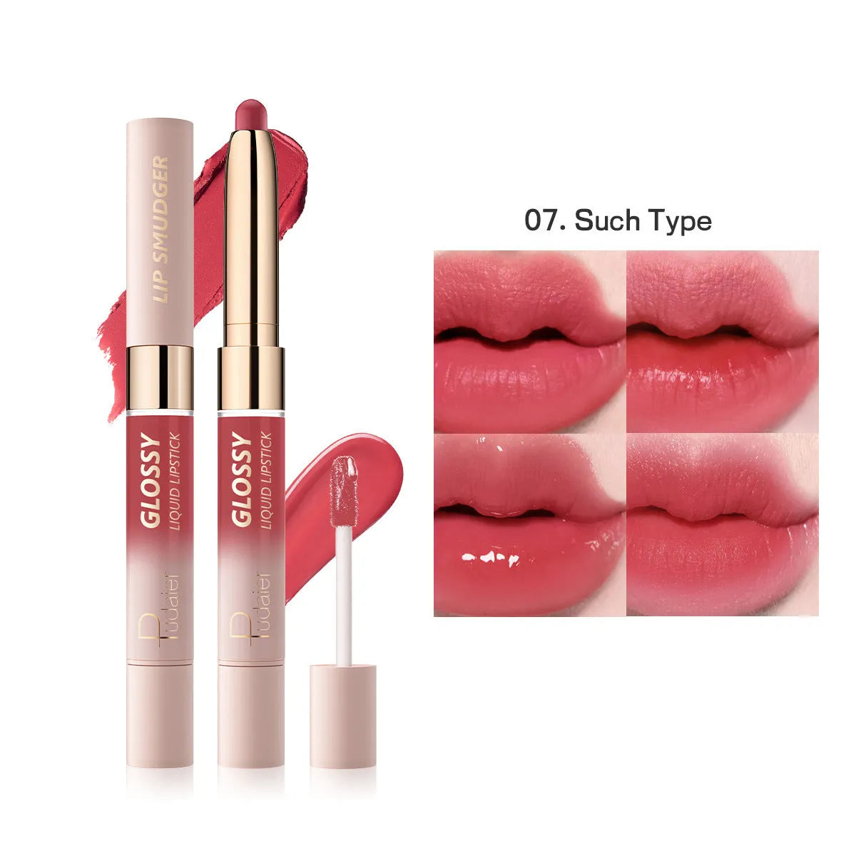 Double-headed matte lipstick with 10 colour options showing dual-ended design
