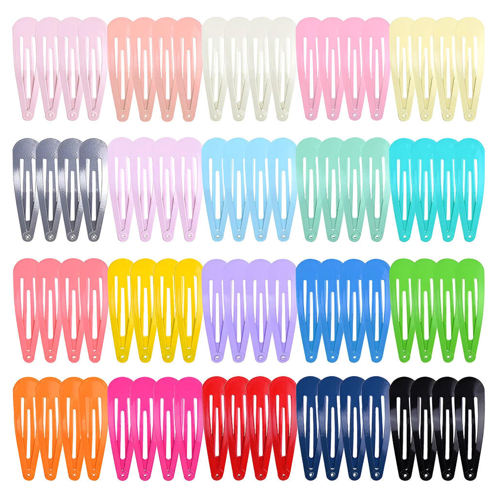 80 piece set of 2 inch metal hair clips in 20 different colours displayed together