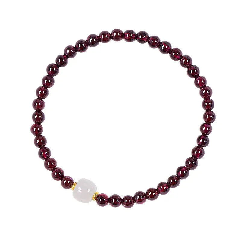 Natural garnet bracelet with 4mm or 6mm beads and adjustable 18mm U-shaped metal clasp