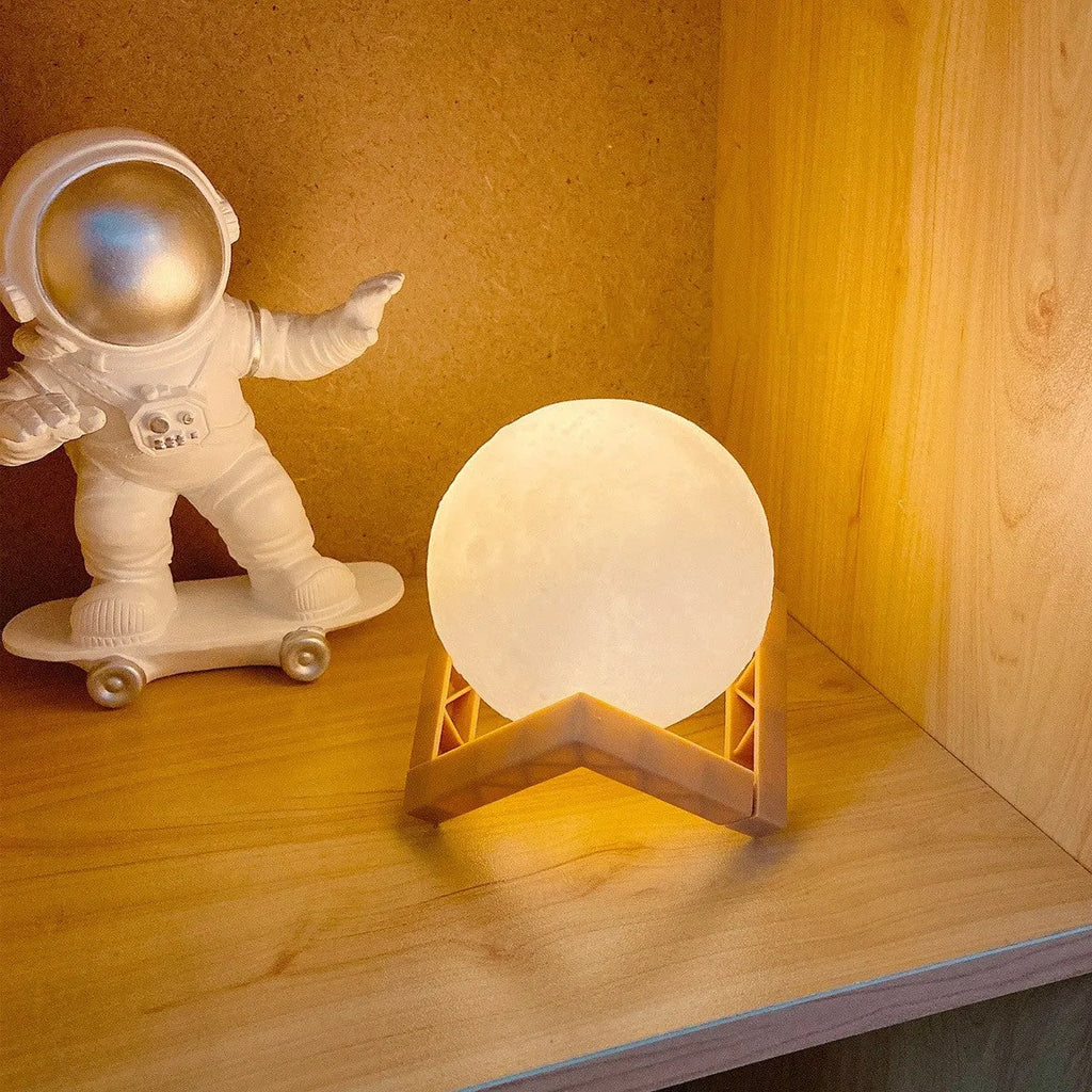 Warm white 3D print moon lamp LED night light with touch switch, 8cm or 12cm, PVC