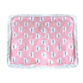 Thick lamb fleece pet dog blanket soft flannel cat cushion in blue on a wooden floor
