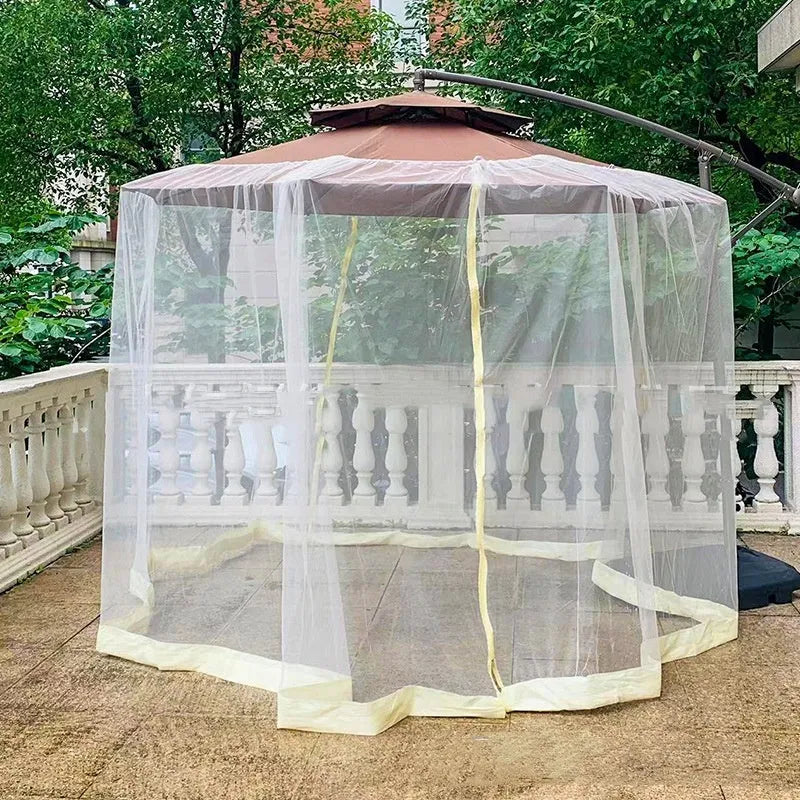 Outdoor sunshade umbrella tent with mosquito netting in black colour