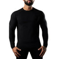 Men's tight long sleeve cotton sports t-shirt in Army Green colour