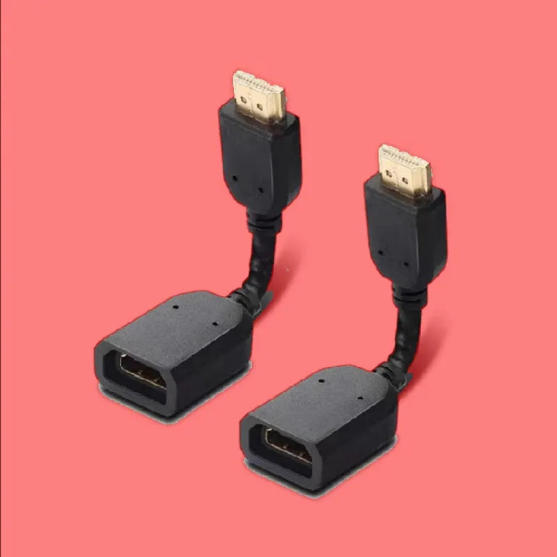 Black 10cm male to female HDMI extension cable with gold plated plug for Chromecast TV stick