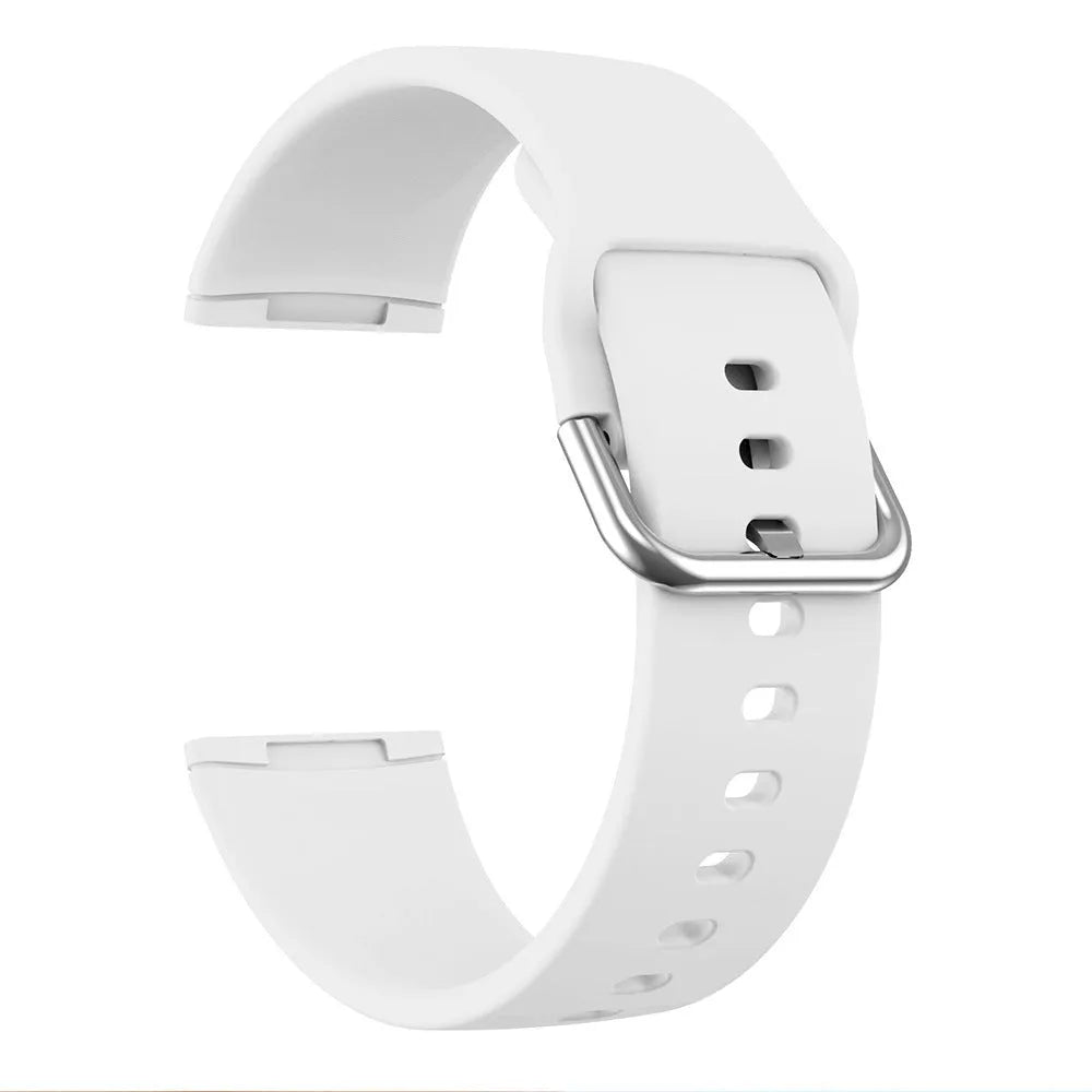 Fitbit Versa 3 and Sense 2 silicone replacement strap in a choice of colours with a silver buckle.