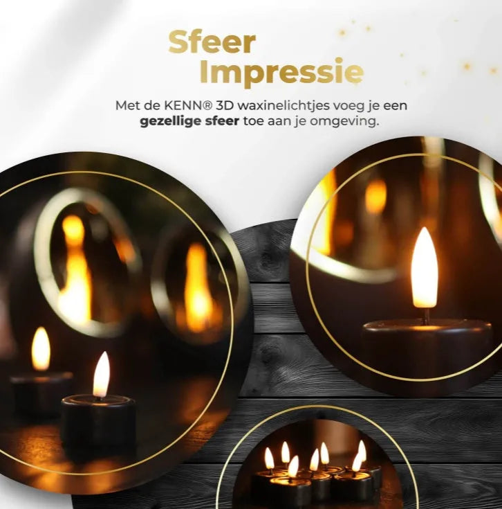 Black LED tealight candles with D4.1 x H5 cm dimensions in four-pack for flameless lighting