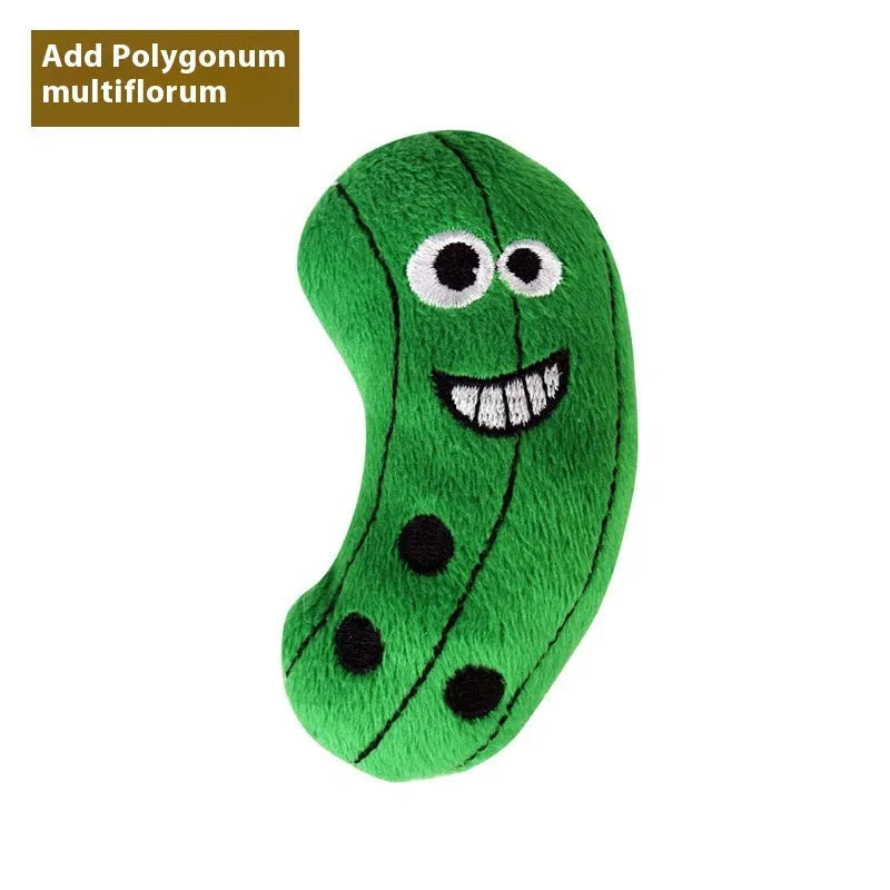 Soft plush catnip pillow toy in a pizza shape, a cat molar chew toy.