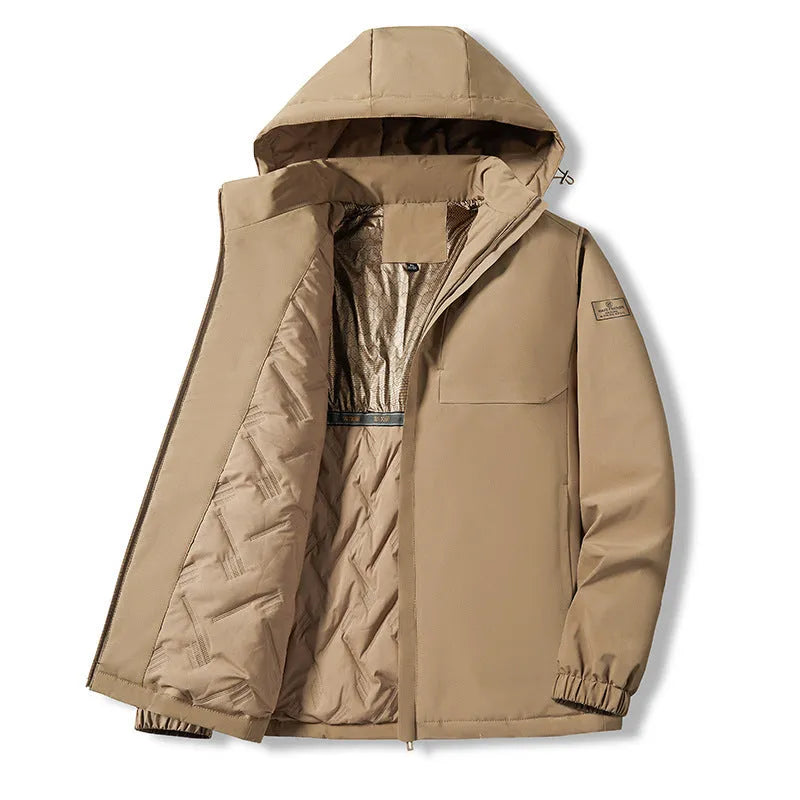 Men's temperature sensing waterproof winter jacket in extended sizes L to 6XL