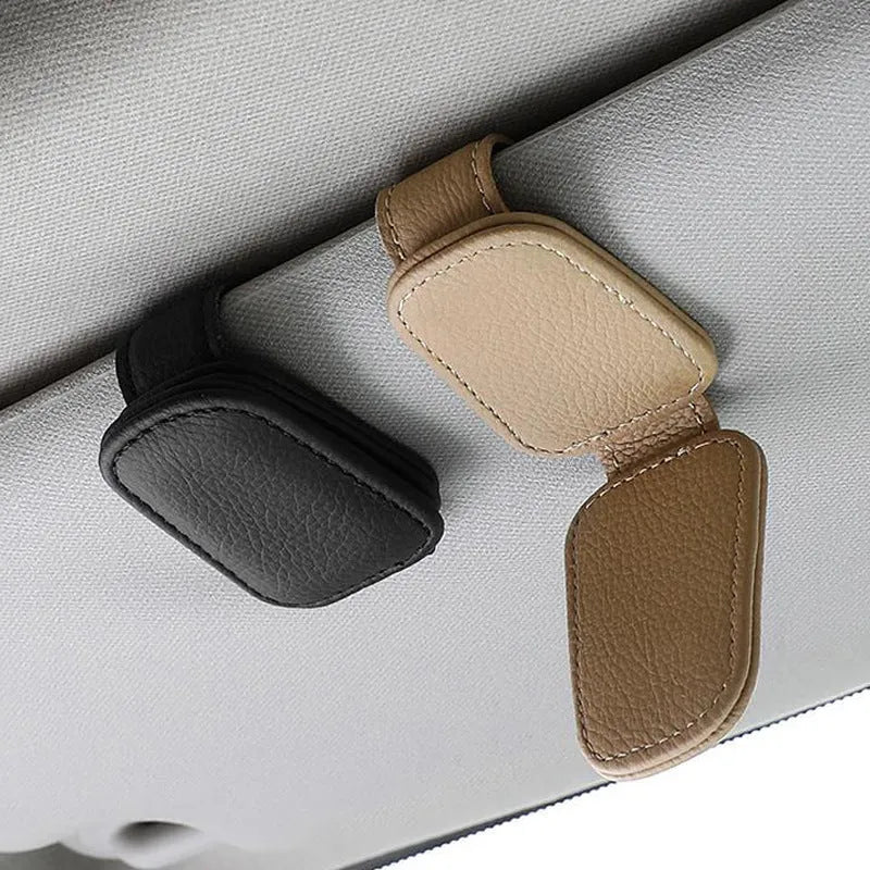 Universal car sunglasses holder with clip for sun visor attachment in four colour options