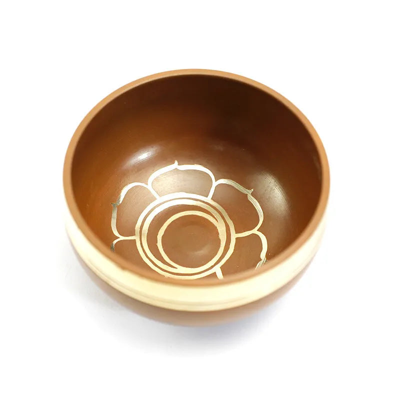 Handmade 8 cm diameter metal singing bowl in a choice of seven colours for meditation and yoga.
