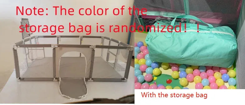 Large blue children's playpen tent with stainless steel frame and Oxford cloth walls set up indoors.
