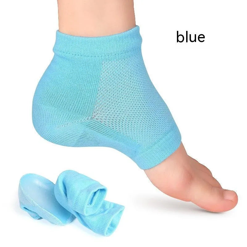 Half insole bionic thickened foot sock in pink, gray, black, and blue on a white background