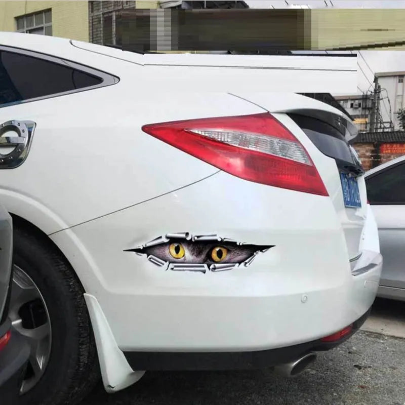 3D Tiger Eye pattern car bumper sticker measuring 35cm long on vehicle door