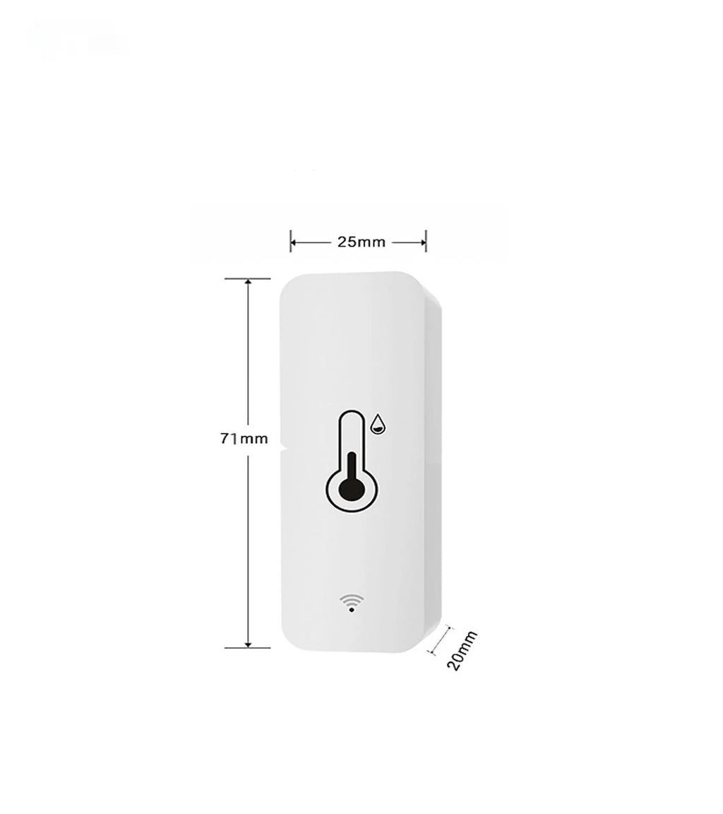 White WiFi Zigbee temperature humidity sensor with compact rectangular ABS plastic housing