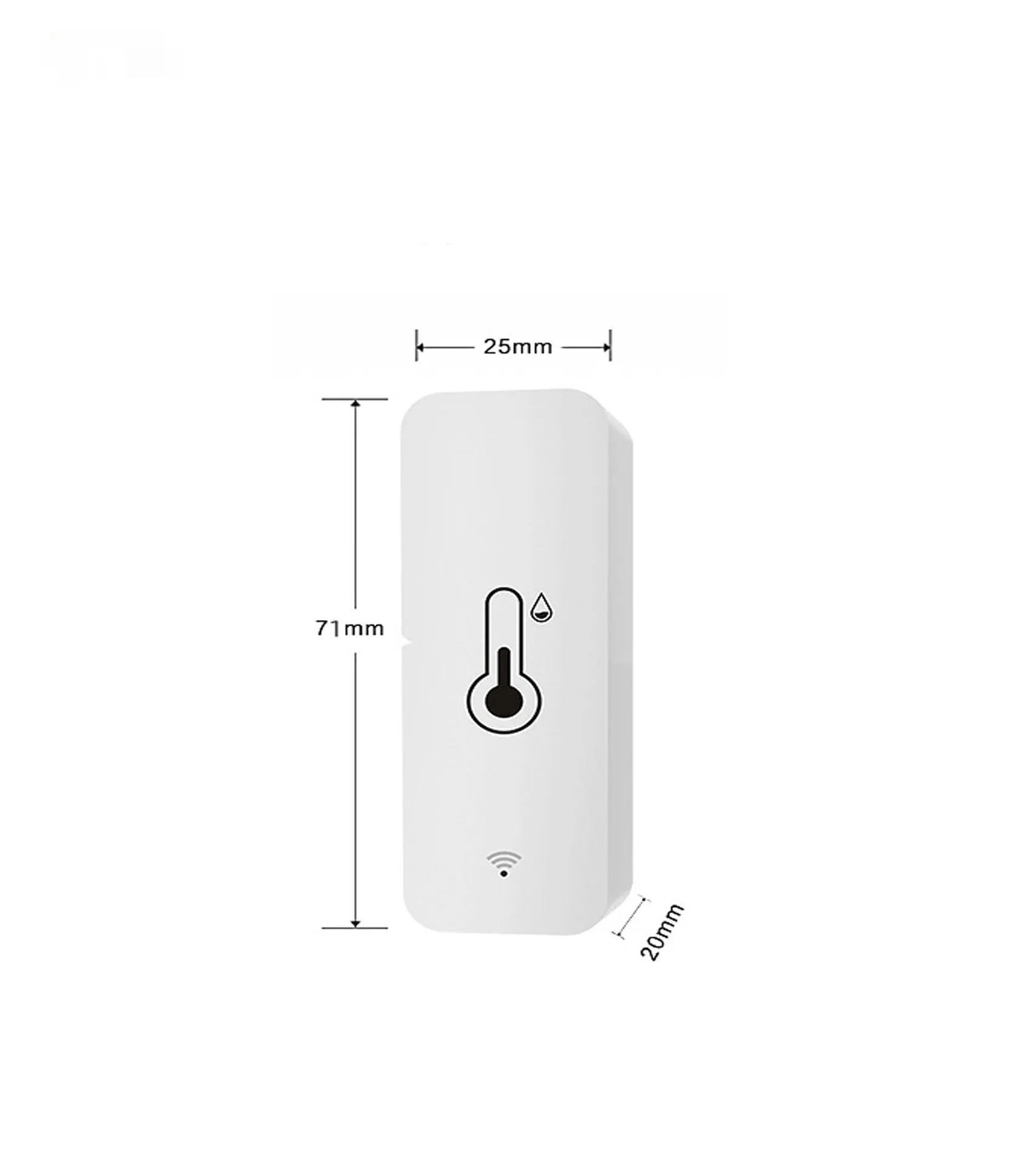 White WiFi Zigbee temperature humidity sensor with compact rectangular ABS plastic housing