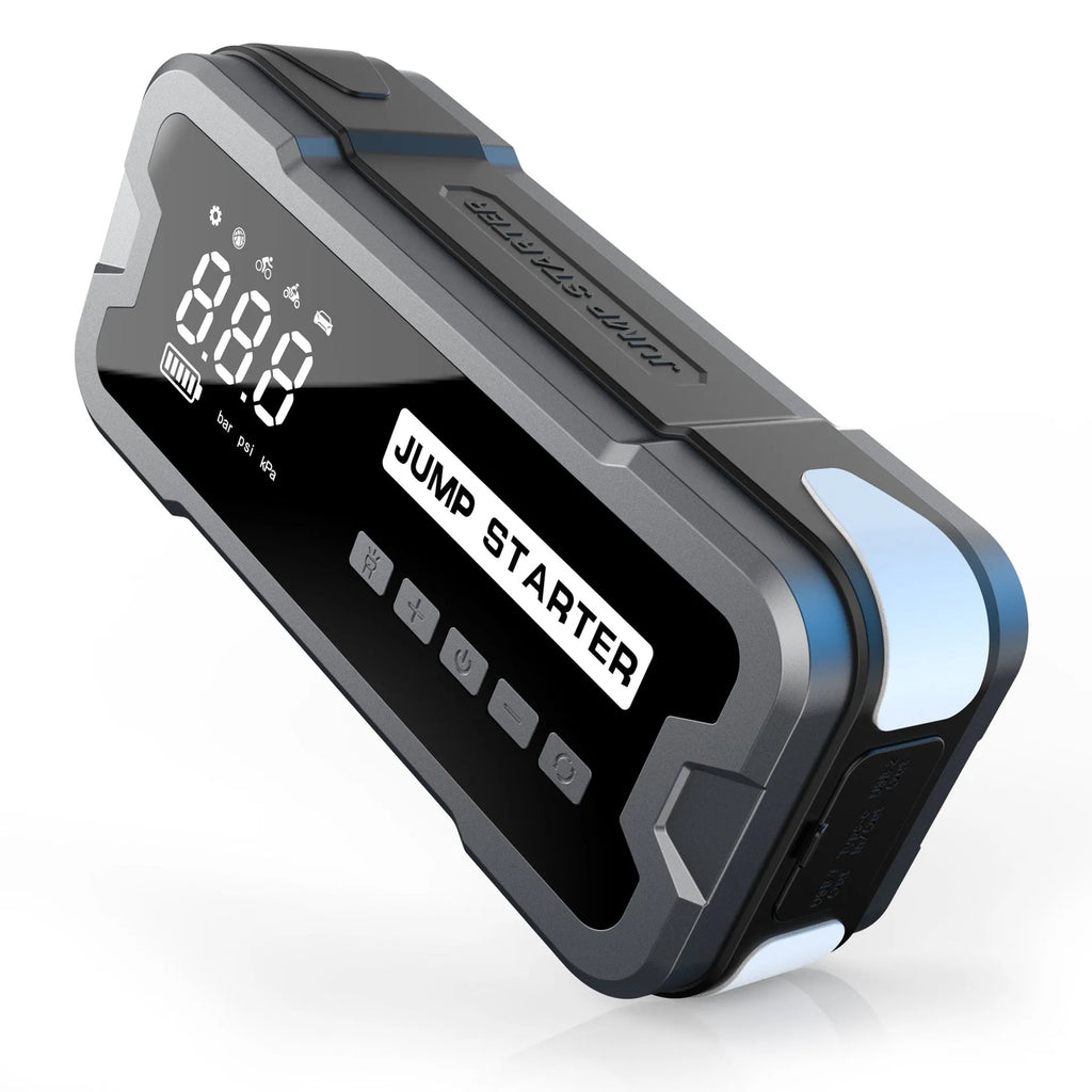 CY53 model black portable car jump starter power bank with digital screen and air hose