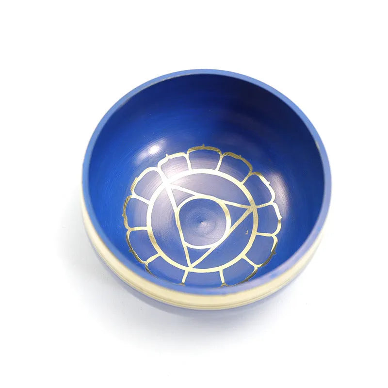 Handmade 8 cm diameter metal singing bowl in a choice of seven colours for meditation and yoga.