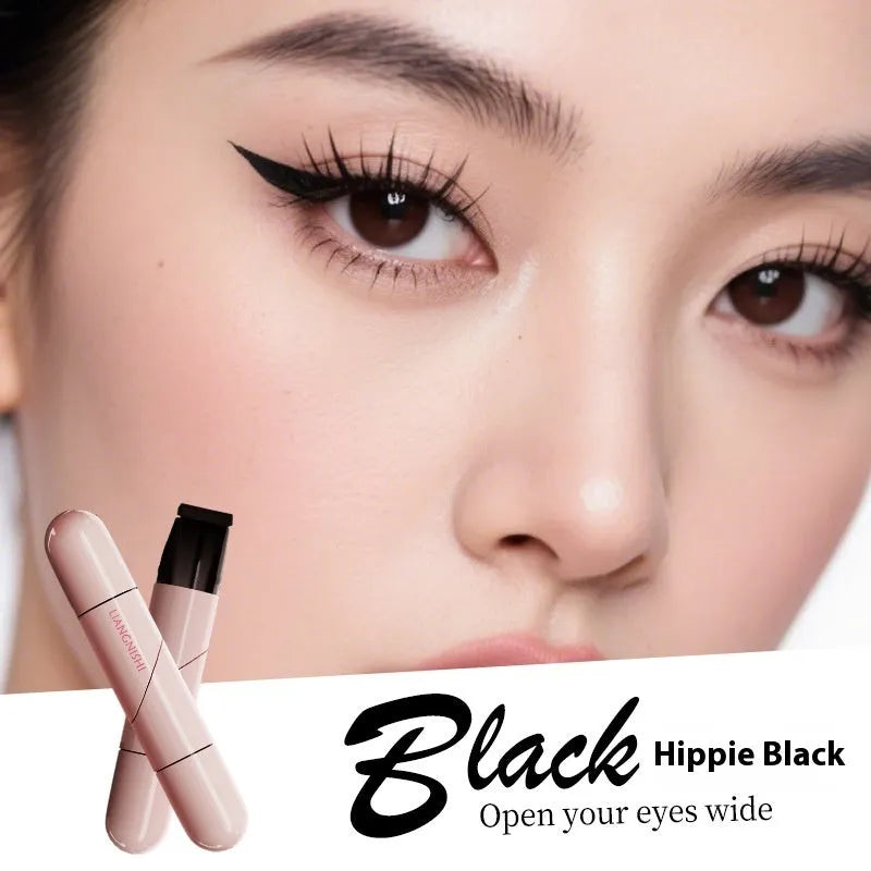Double-headed eyeliner stamp pen in black and brown shades for waterproof smudge-proof precise outline