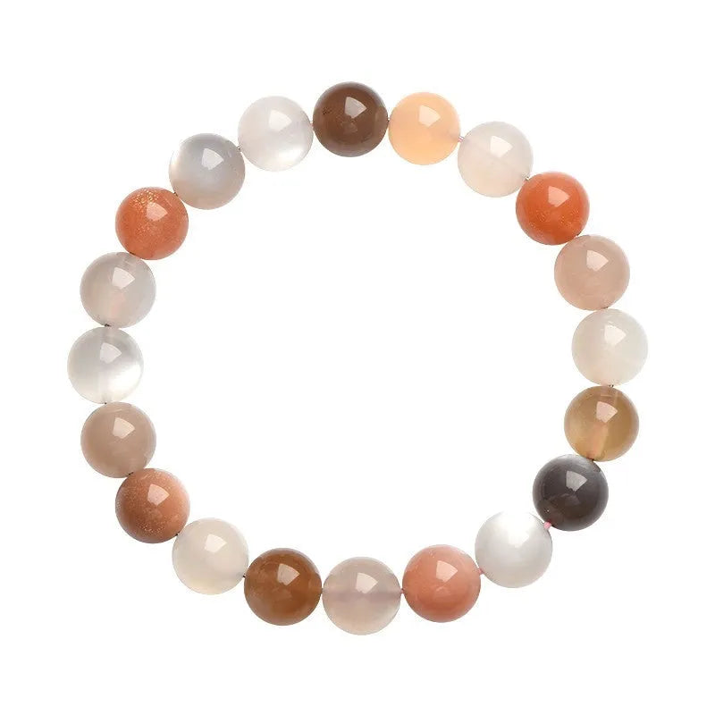 Natural colourful moonlight moonstone bracelet with 8mm beads in a single circle unisex design.