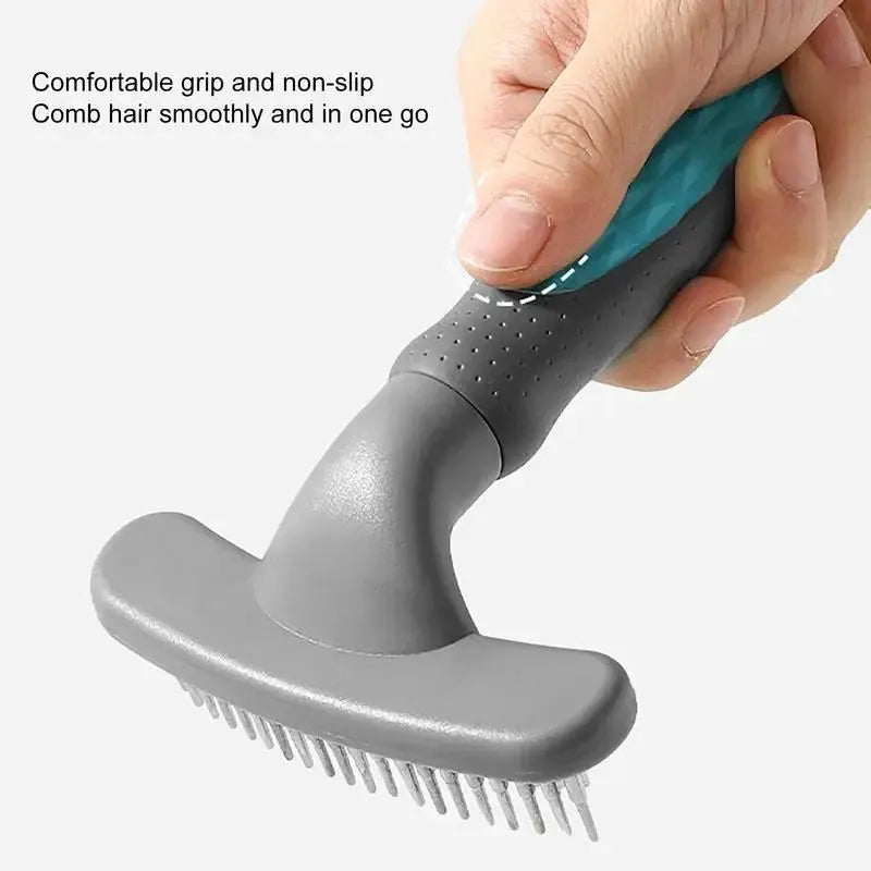 Pet grooming comb with stainless steel teeth and coloured ABS handle for cats and dogs