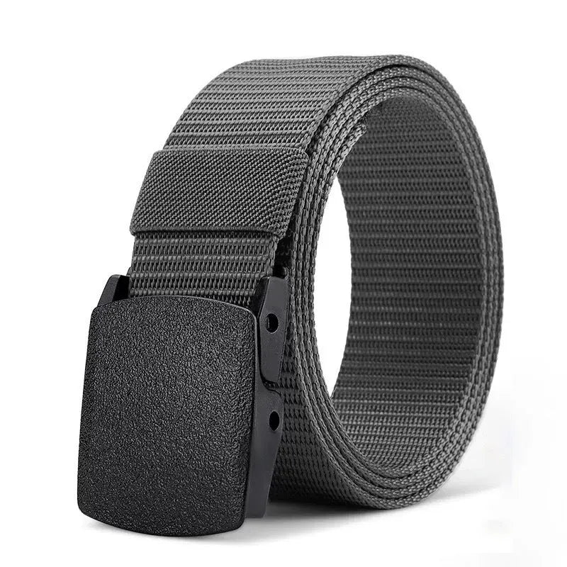 Men's nylon belt with plastic buckle in military green, 120cm length, regular width