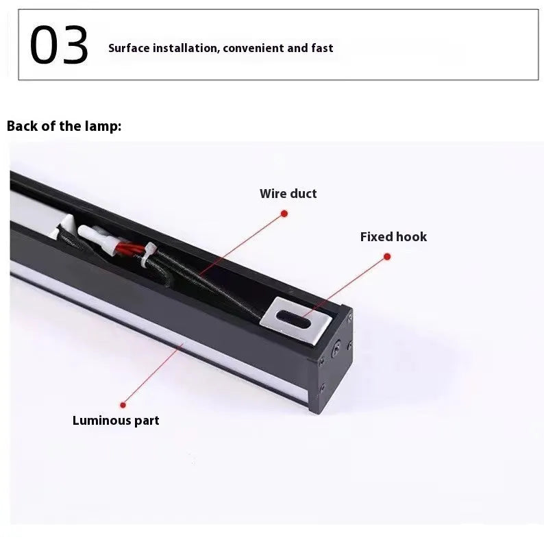 80cm black aluminium LED strip wall lamp with touch control panel on a modern interior wall.