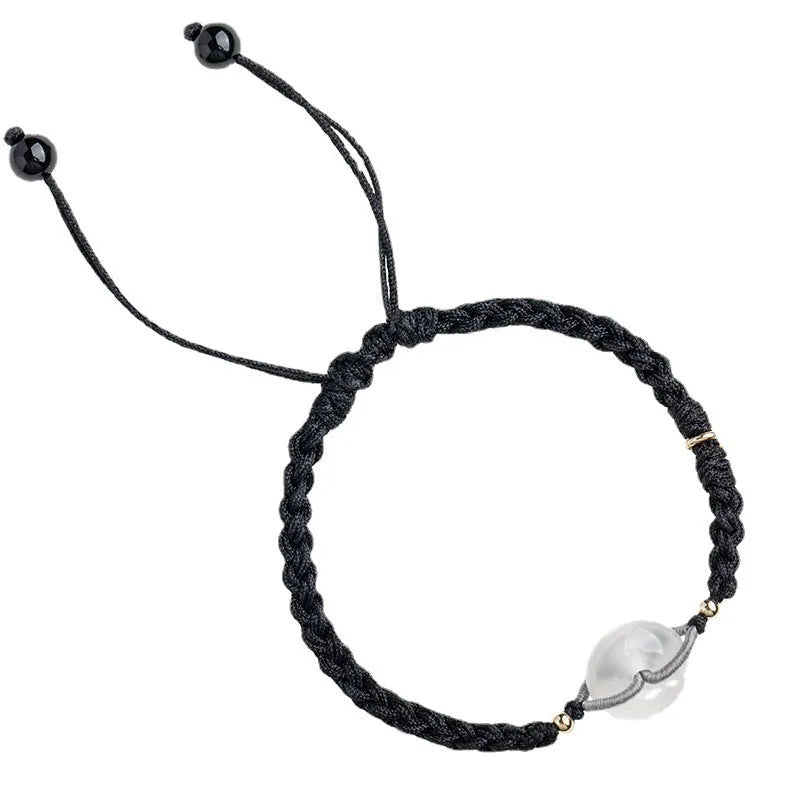 Women's vintage weave crystal bracelet with chamfered square grains on rope strap