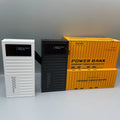 50000mAh black power bank with digital display, PVC shell, compact 145x70x65mm size