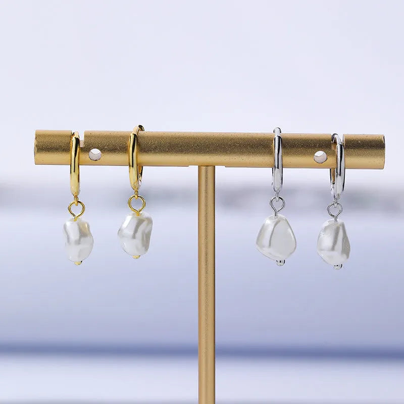 S925 sterling silver ball bead earrings with inlaid zircon in round geometric retro style