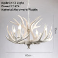 Nordic retro antlers chandelier with 4 heads in brown ABS shade for indoor ceiling mounting